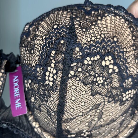 ADORE ME NEW 38DD Underwire Bra Womens Black Lace Nude SCA-BR-00093-JetBlk-38DD - Picture 3 of 7